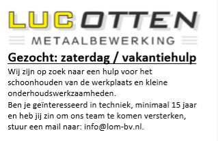 Gezocht: Zaterdag/vakantiehulp