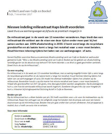 nieuwe indeling milieustraat